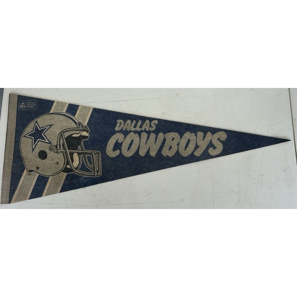 Vintage Dallas Cowboys NFL Felt Pennant 28” Helmet Logo 1970s 1980s